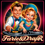 Neon-DJ-Duo im Retro-Stil